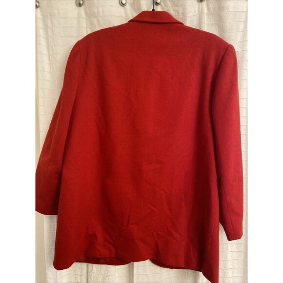Block Island Petites By Marina Pappas 100% Pure Wool 14 Red Blazer preppy office - Picture 5 of 5